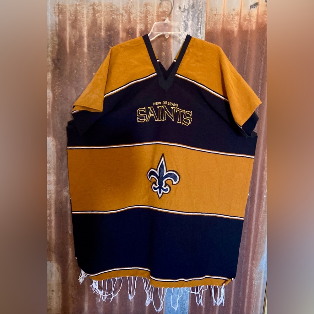 New Orleans Saints Poncho Mexican Blanket Stadium Wear Football NFL One Size